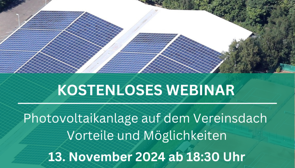 Webinar Limes: Photovoltaikanlage auf dem Vereinsdach - Vorteile und Möglichkeiten. Bildrechte: Mayska/IG Tennis NRW